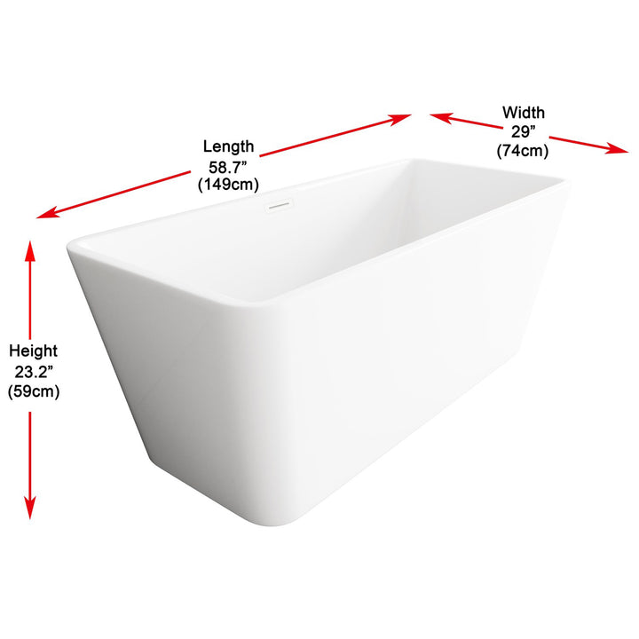 59 Inch Bathtub In Glossy White With Polished White Trim - View 5 - Joshua Marshal