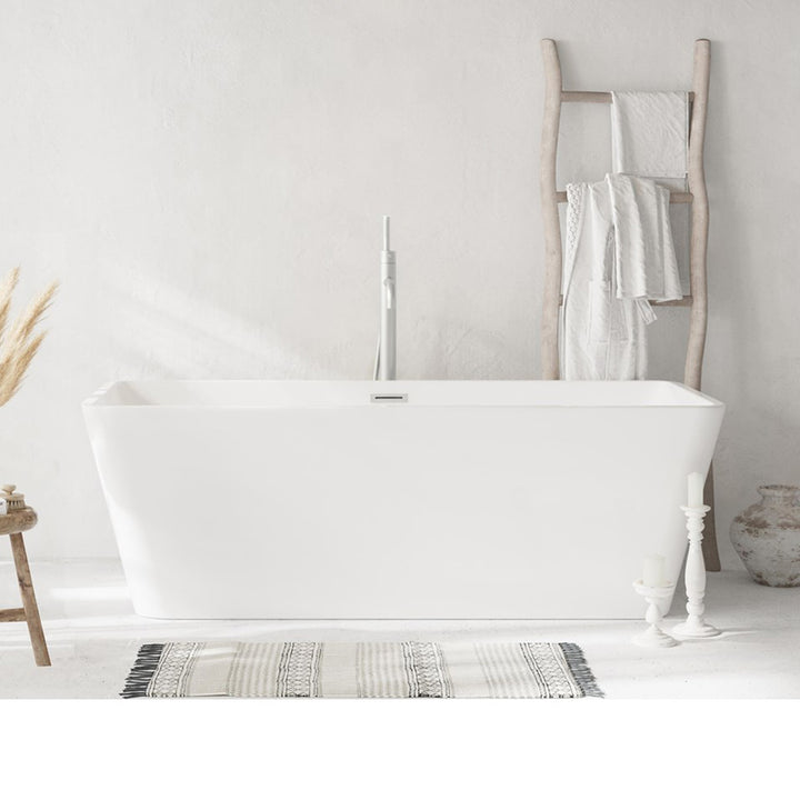 67 Inch Bathtub In Glossy White With Brushed Nickel Trim Glossy White Finish - KITCHEN & BATH by Joshua Marshal