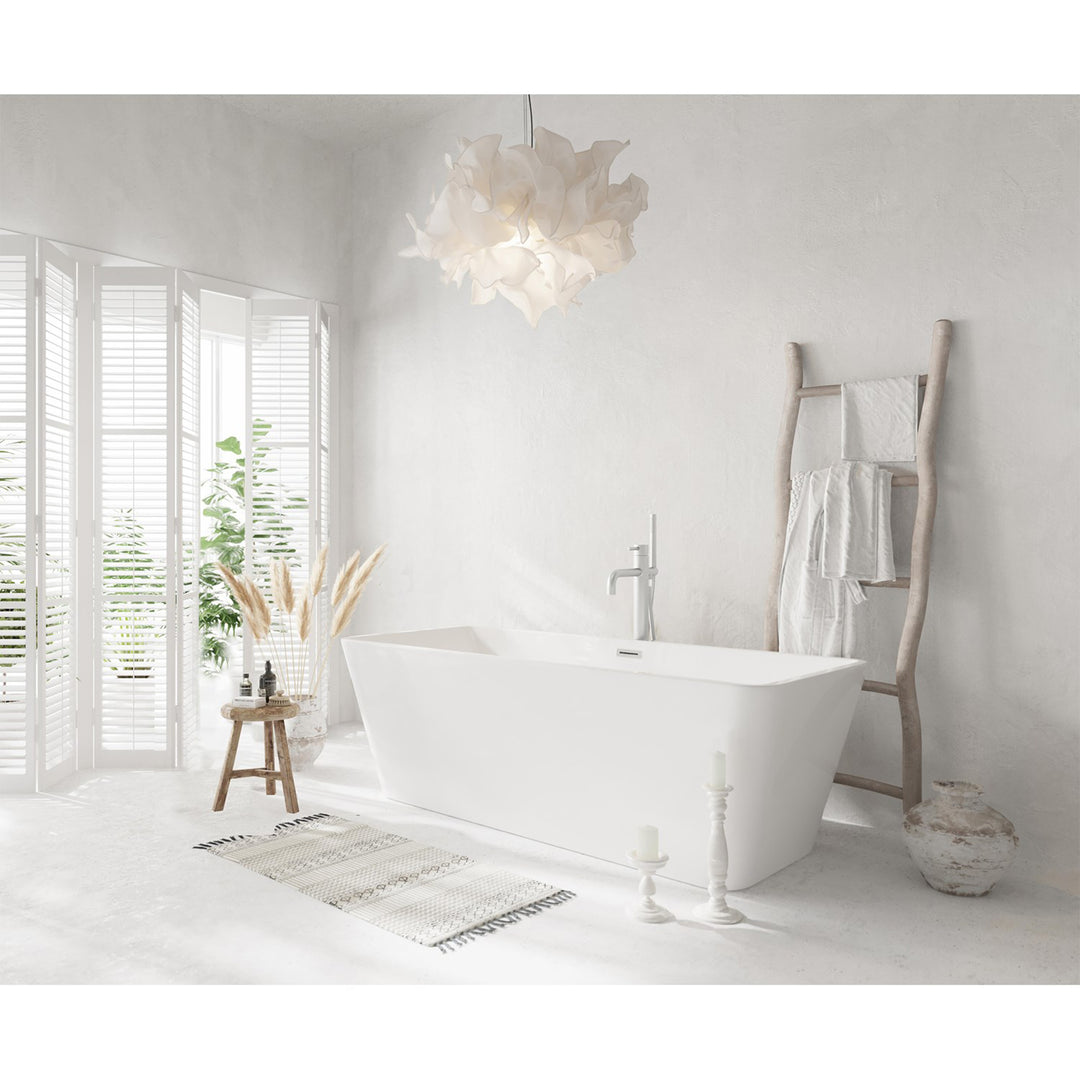67 Inch Bathtub In Glossy White With Brushed Nickel Trim - View 2 - Joshua Marshal