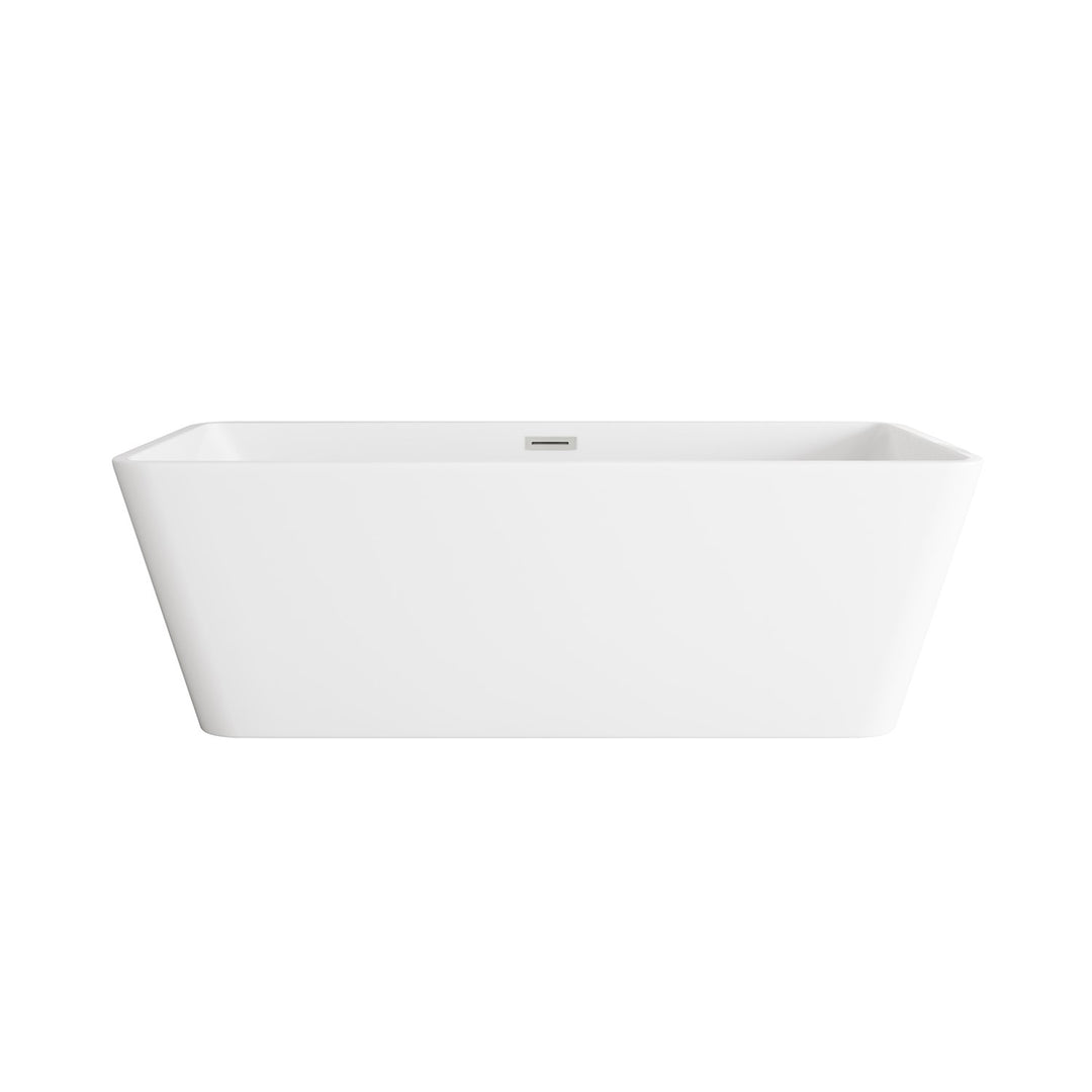 67 Inch Bathtub In Glossy White With Brushed Nickel Trim - View 3 - Joshua Marshal