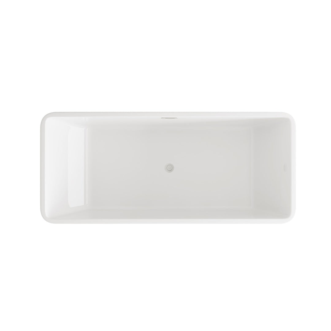 67 Inch Bathtub In Glossy White With Brushed Nickel Trim - View 5 - Joshua Marshal
