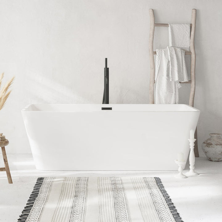 67 Inch Bathtub In Glossy White With Matte Black Trim Glossy White Finish - KITCHEN & BATH by Joshua Marshal