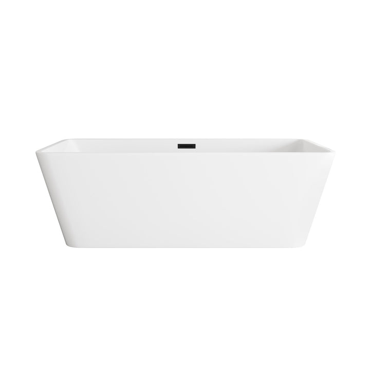 67 Inch Bathtub In Glossy White With Matte Black Trim - View 3 - Joshua Marshal