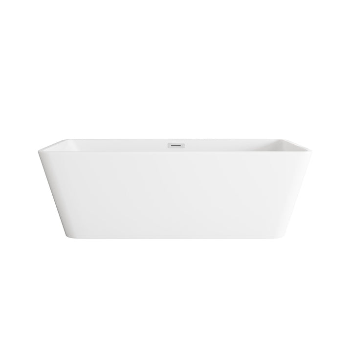 67 Inch Bathtub In Glossy White With Chrome Trim - View 3 - Joshua Marshal