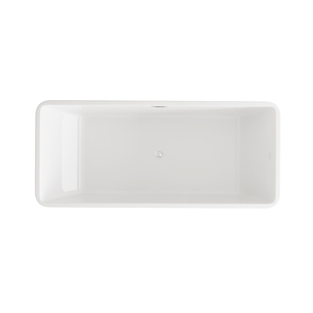 67 Inch Bathtub In Glossy White With Chrome Trim - View 5 - Joshua Marshal