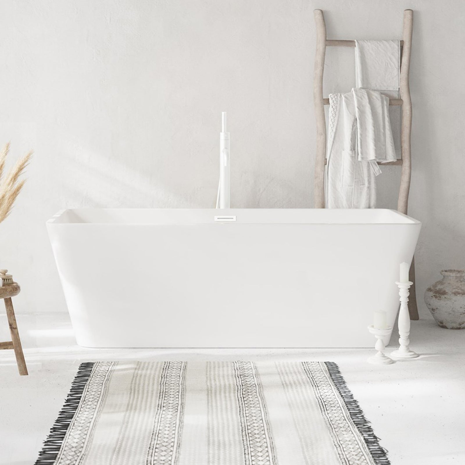 67 Inch Bathtub In Glossy White With Polished White Trim Glossy White Finish - KITCHEN & BATH by Joshua Marshal