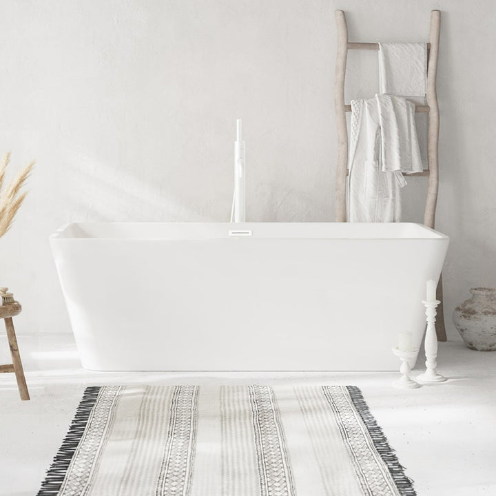 67 Inch Bathtub In Glossy White With Polished White Trim Glossy White Finish - KITCHEN & BATH by Joshua Marshal