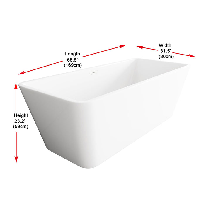 67 Inch Bathtub In Glossy White With Polished White Trim - View 6 - Joshua Marshal