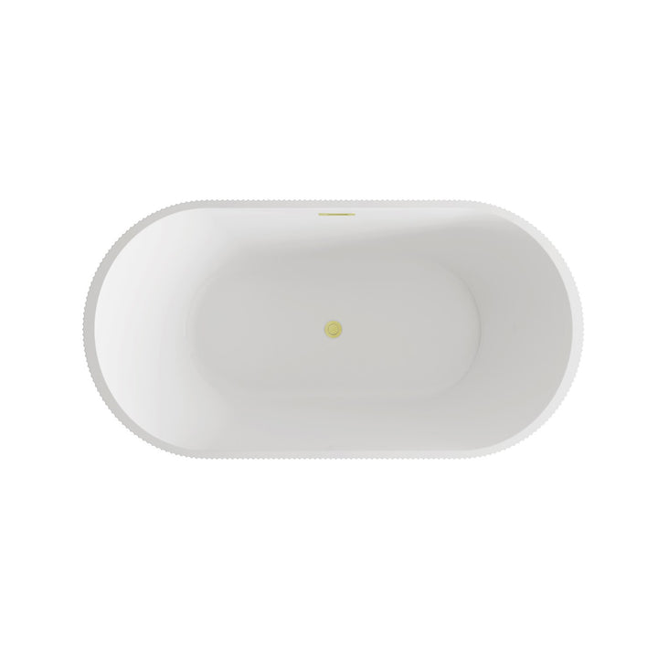 59 Inch Bathtub In Glossy White With Brushed Gold Trim - View 6 - Joshua Marshal