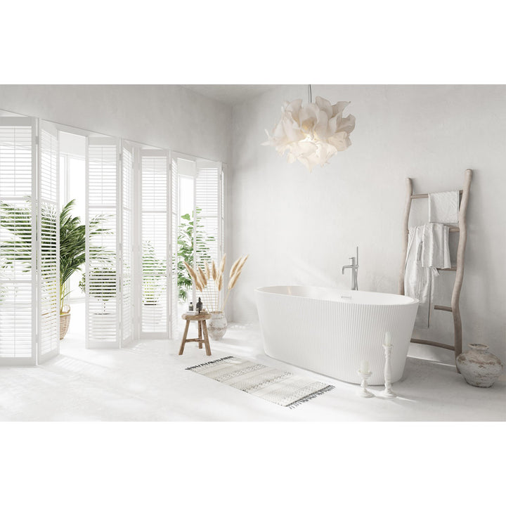 59 Inch Bathtub In Glossy White With Brushed Nickel Trim - View 2 - Joshua Marshal