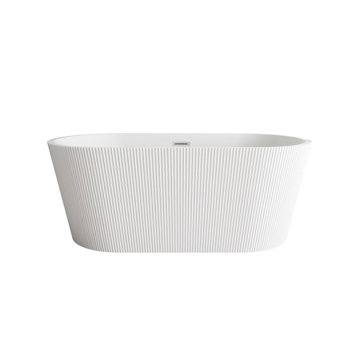 59 Inch Bathtub In Glossy White With Brushed Nickel Trim - View 3 - Joshua Marshal