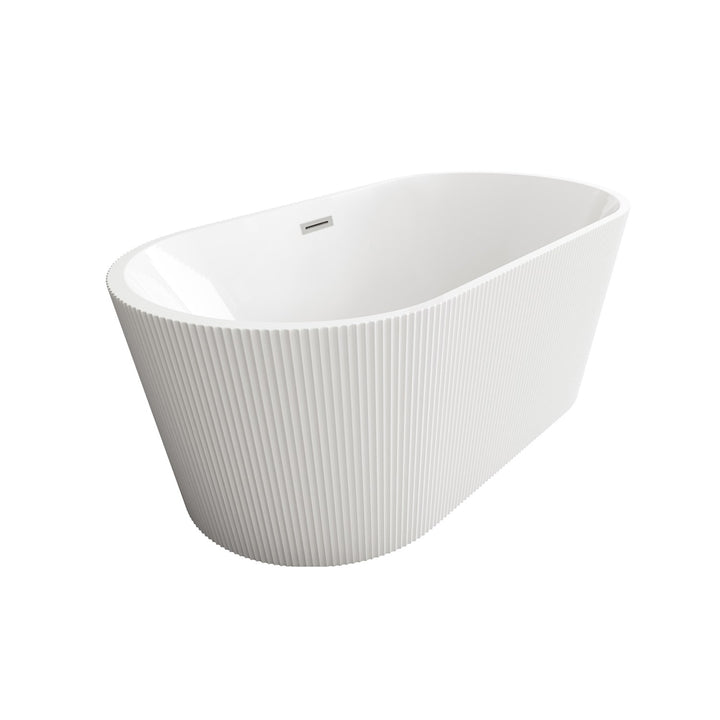 59 Inch Bathtub In Glossy White With Brushed Nickel Trim - View 4 - Joshua Marshal