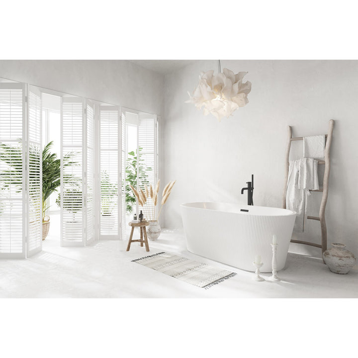 59 Inch Bathtub In Glossy White With Matte Black Trim - View 2 - Joshua Marshal