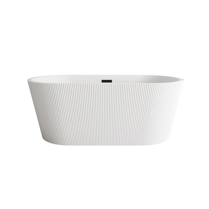 59 Inch Bathtub In Glossy White With Matte Black Trim - View 3 - Joshua Marshal