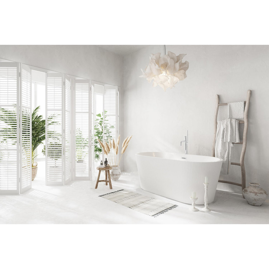 59 Inch Bathtub In Glossy White With Chrome Trim - View 2 - Joshua Marshal