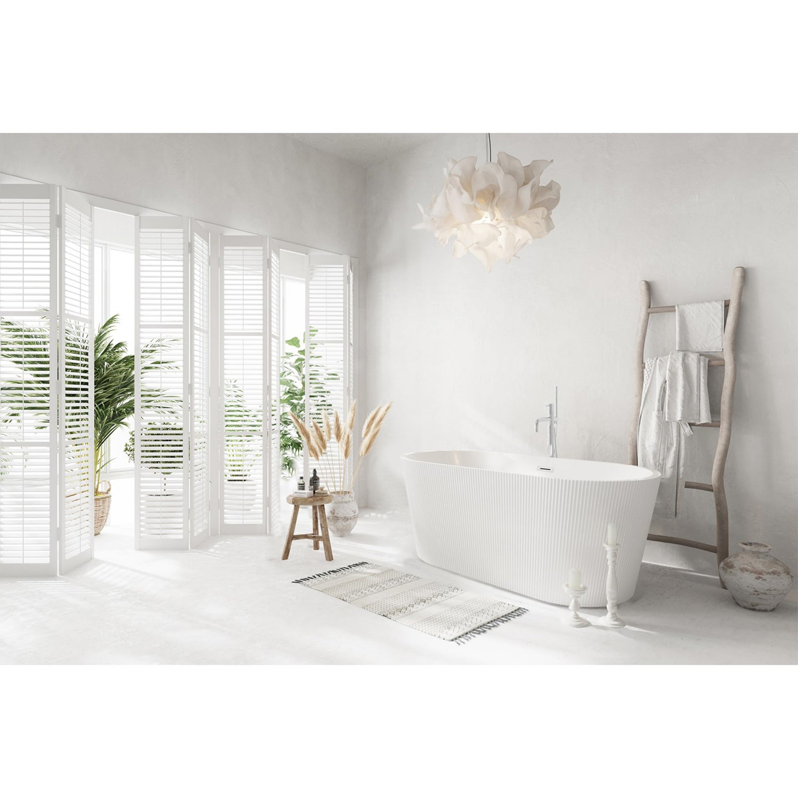 59 Inch Bathtub In Glossy White With Chrome Trim - View 2 - Joshua Marshal
