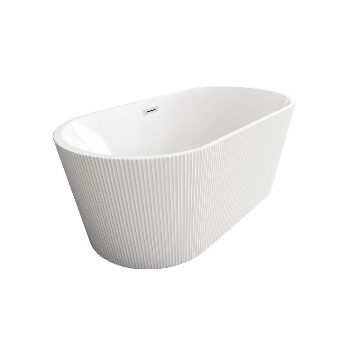 59 Inch Bathtub In Glossy White With Chrome Trim - View 4 - Joshua Marshal