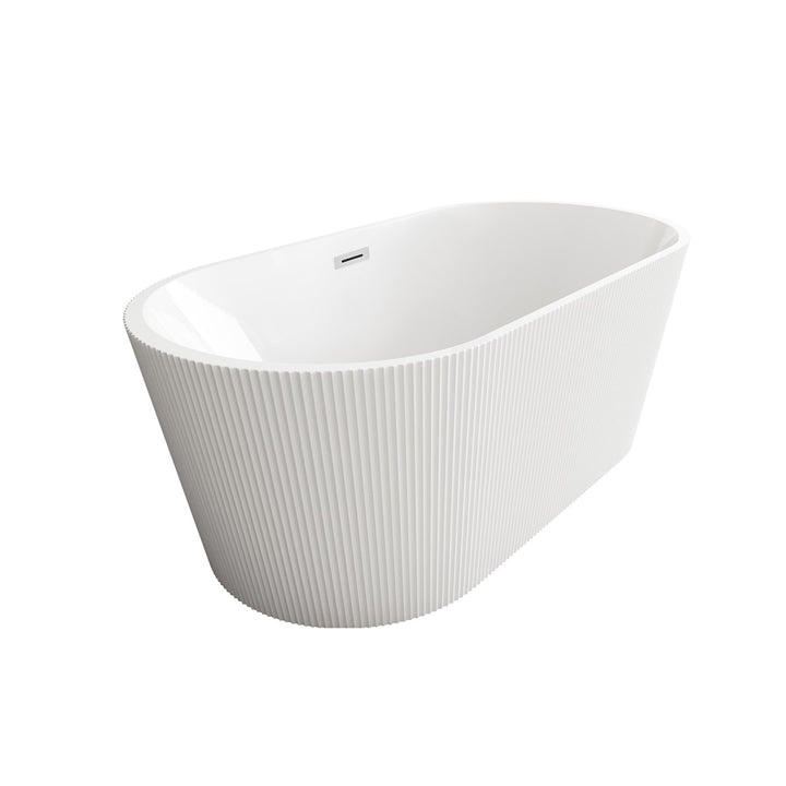 59 Inch Bathtub In Glossy White With Chrome Trim - View 4 - Joshua Marshal