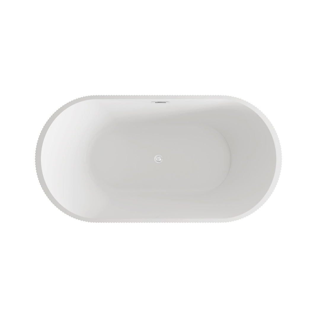59 Inch Bathtub In Glossy White With Chrome Trim - View 5 - Joshua Marshal