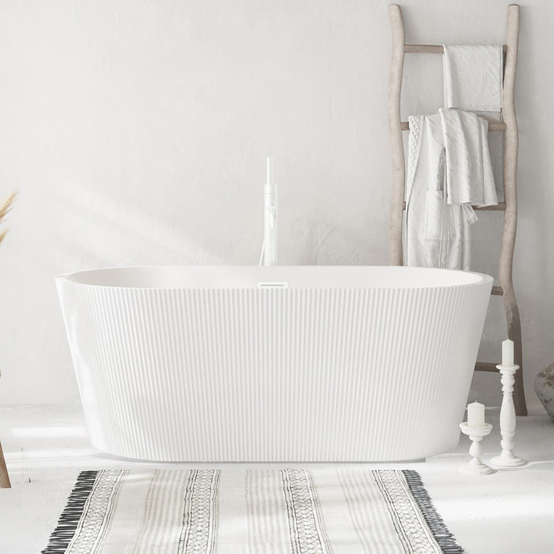 59 Inch Bathtub In Glossy White With Polished White Trim Glossy White Finish - KITCHEN & BATH by Joshua Marshal