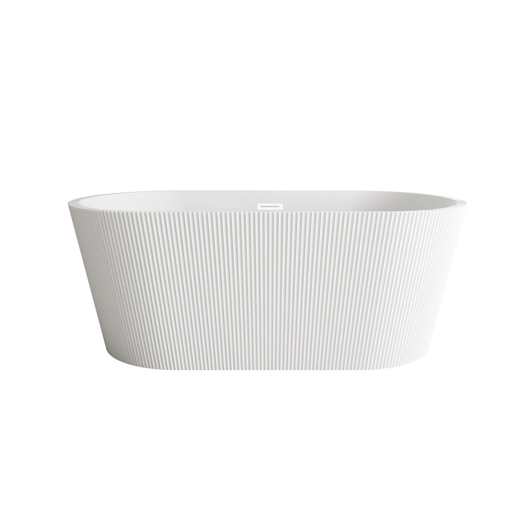 59 Inch Bathtub In Glossy White With Polished White Trim - View 3 - Joshua Marshal