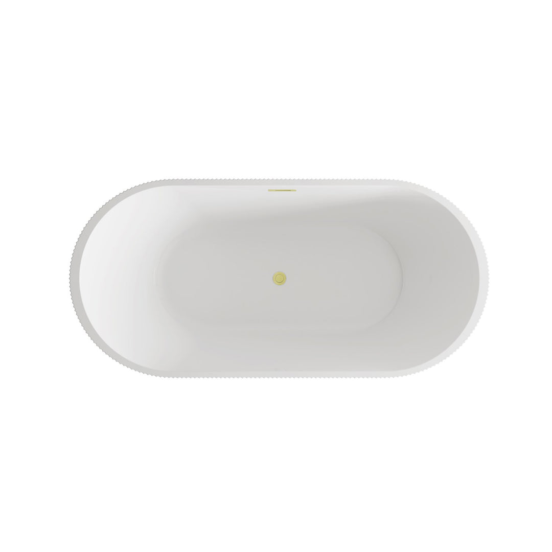 67 Inch Bathtub In Glossy White With Brushed Gold Trim - View 5 - Joshua Marshal
