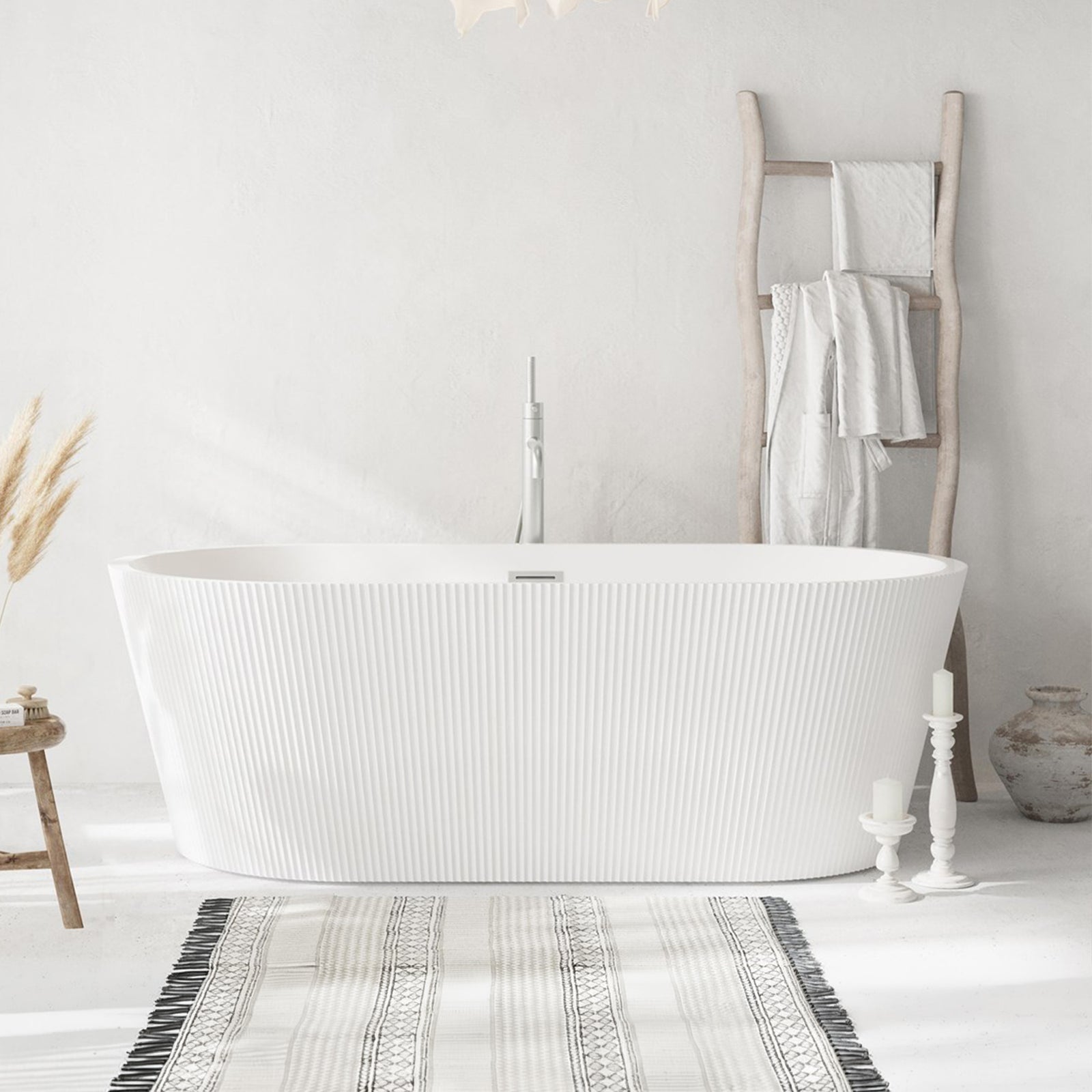 67 Inch Bathtub In Glossy White With Brushed Nickel Trim Glossy White Finish - KITCHEN & BATH by Joshua Marshal