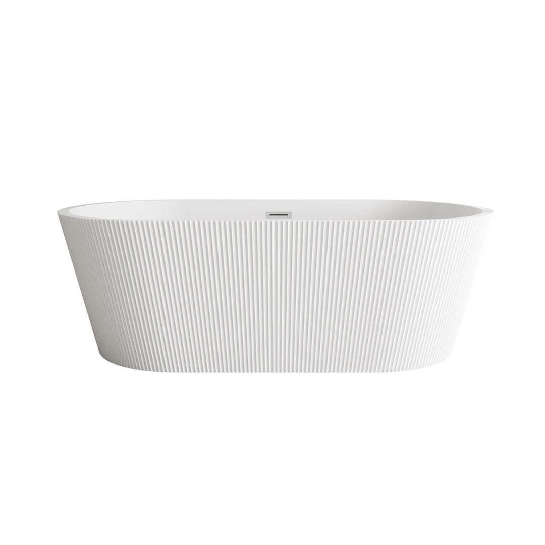 67 Inch Bathtub In Glossy White With Brushed Nickel Trim - View 3 - Joshua Marshal