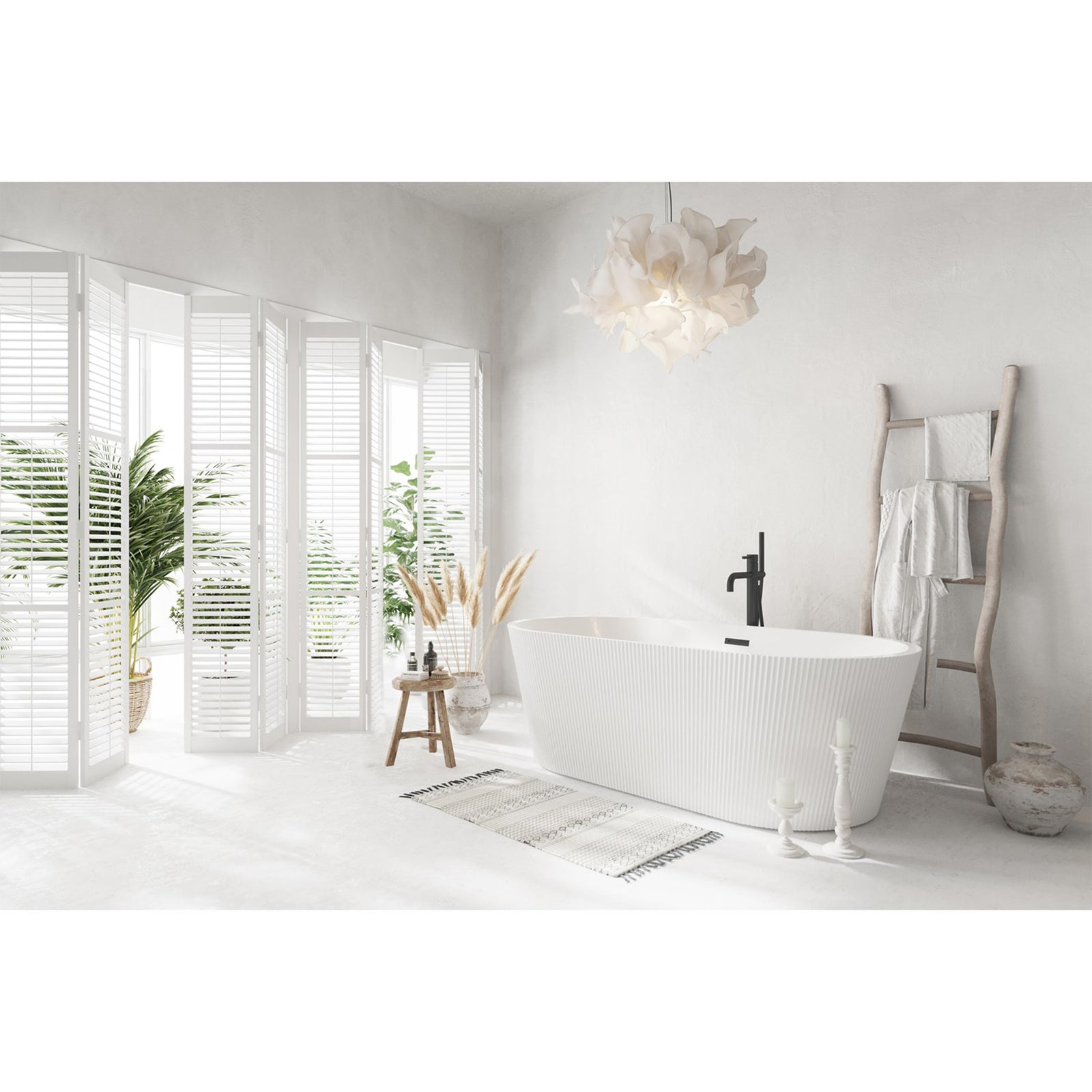 67 Inch Bathtub In Glossy White With Matte Black Trim - View 2 - Joshua Marshal