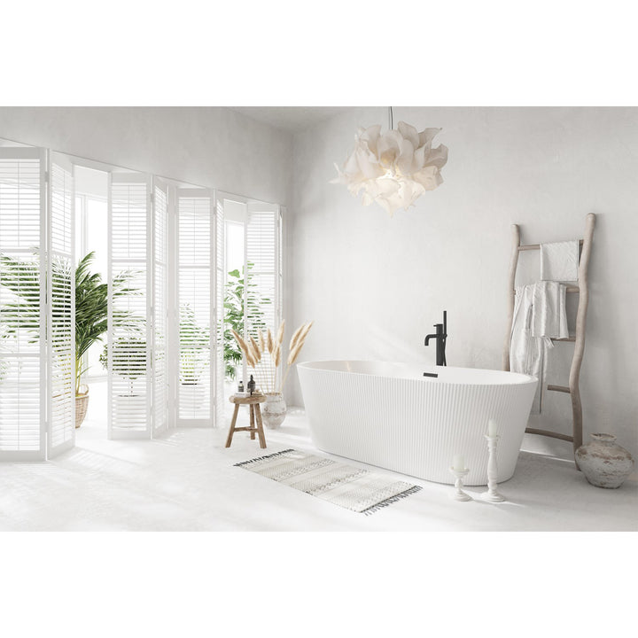 67 Inch Bathtub In Glossy White With Matte Black Trim - View 2 - Joshua Marshal