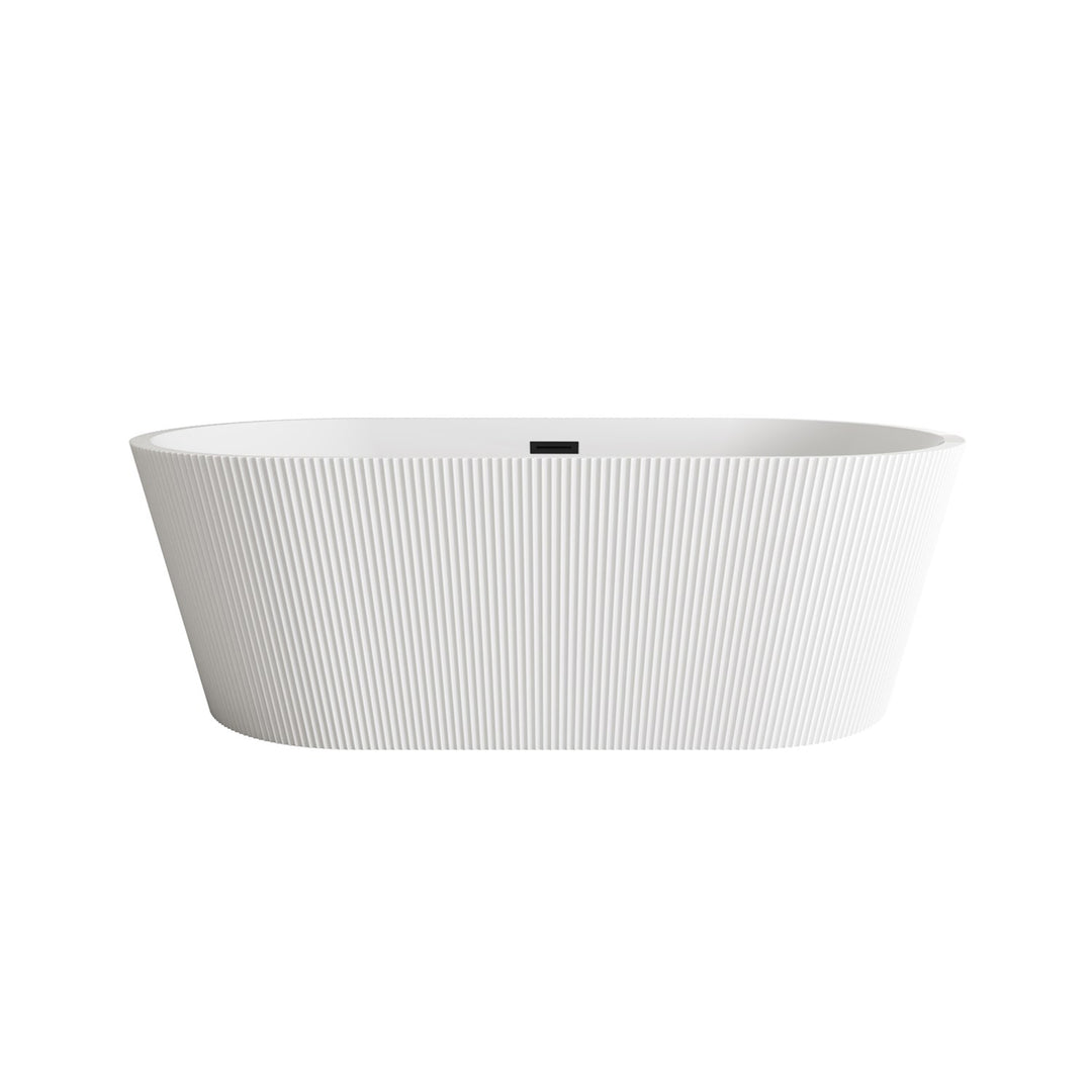 67 Inch Bathtub In Glossy White With Matte Black Trim - View 3 - Joshua Marshal