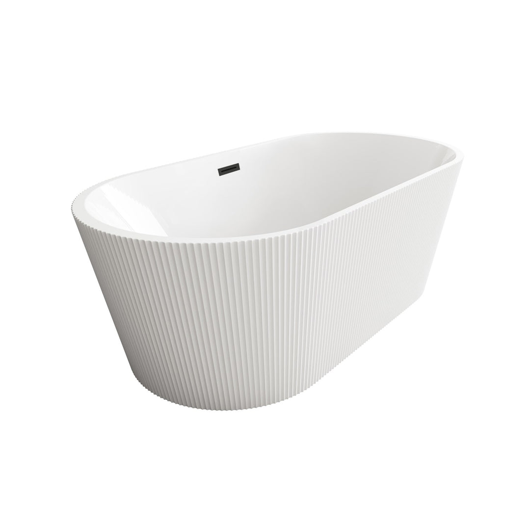 67 Inch Bathtub In Glossy White With Matte Black Trim - View 4 - Joshua Marshal