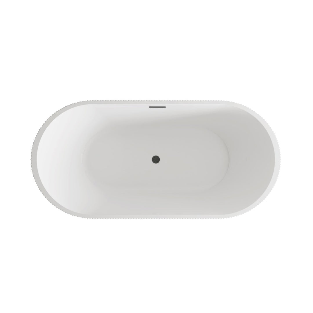 67 Inch Bathtub In Glossy White With Matte Black Trim - View 5 - Joshua Marshal