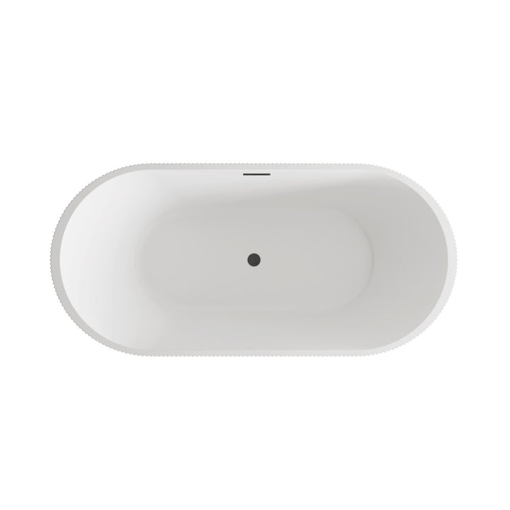 67 Inch Bathtub In Glossy White With Matte Black Trim - View 5 - Joshua Marshal