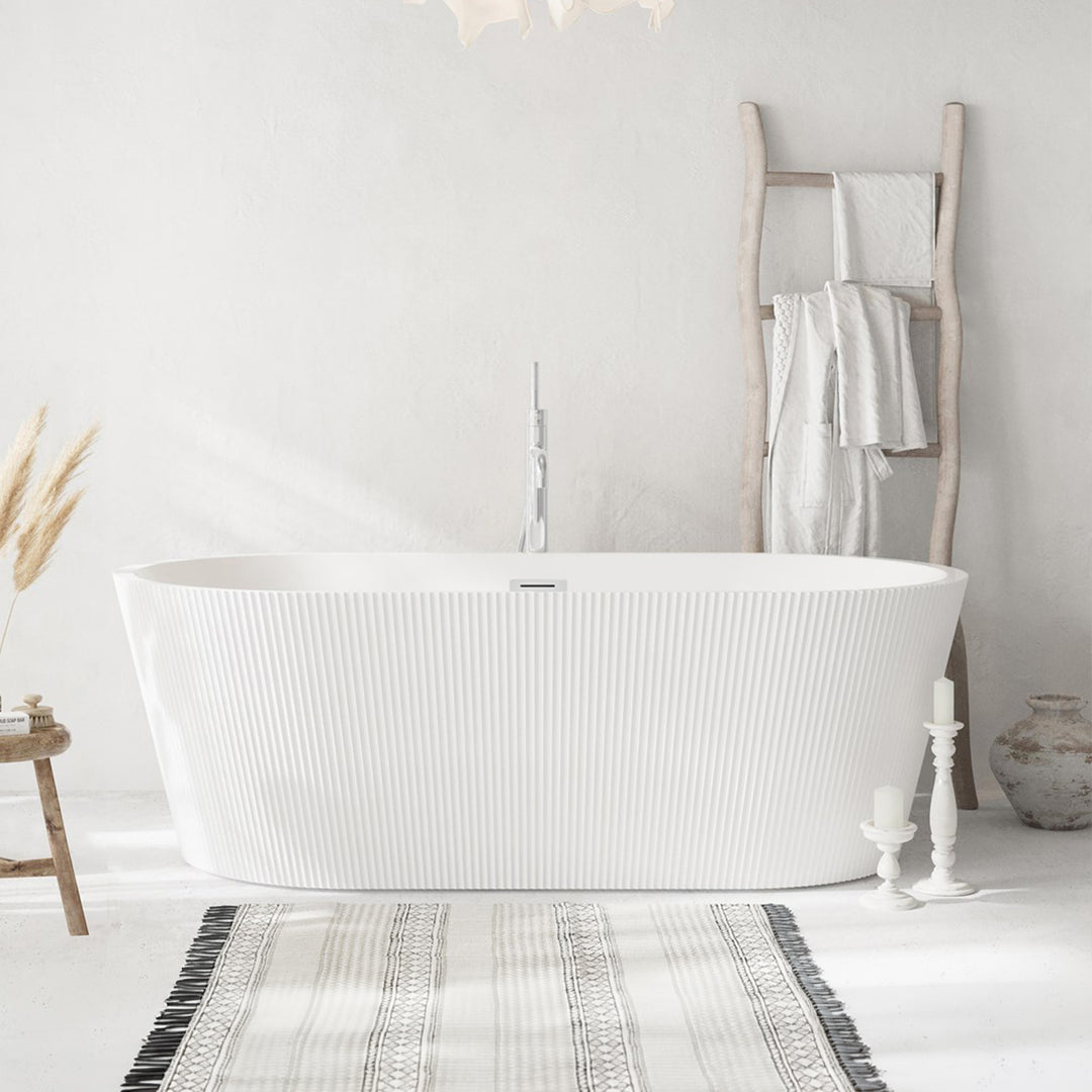 67 Inch Bathtub In Glossy White With Chrome Trim Glossy White Finish - KITCHEN & BATH by Joshua Marshal