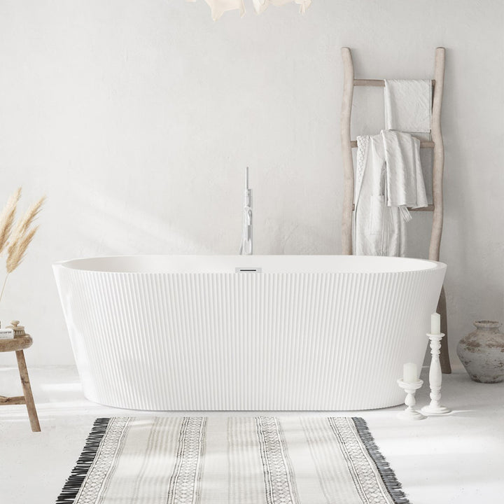 67 Inch Bathtub In Glossy White With Chrome Trim Glossy White Finish - KITCHEN & BATH by Joshua Marshal