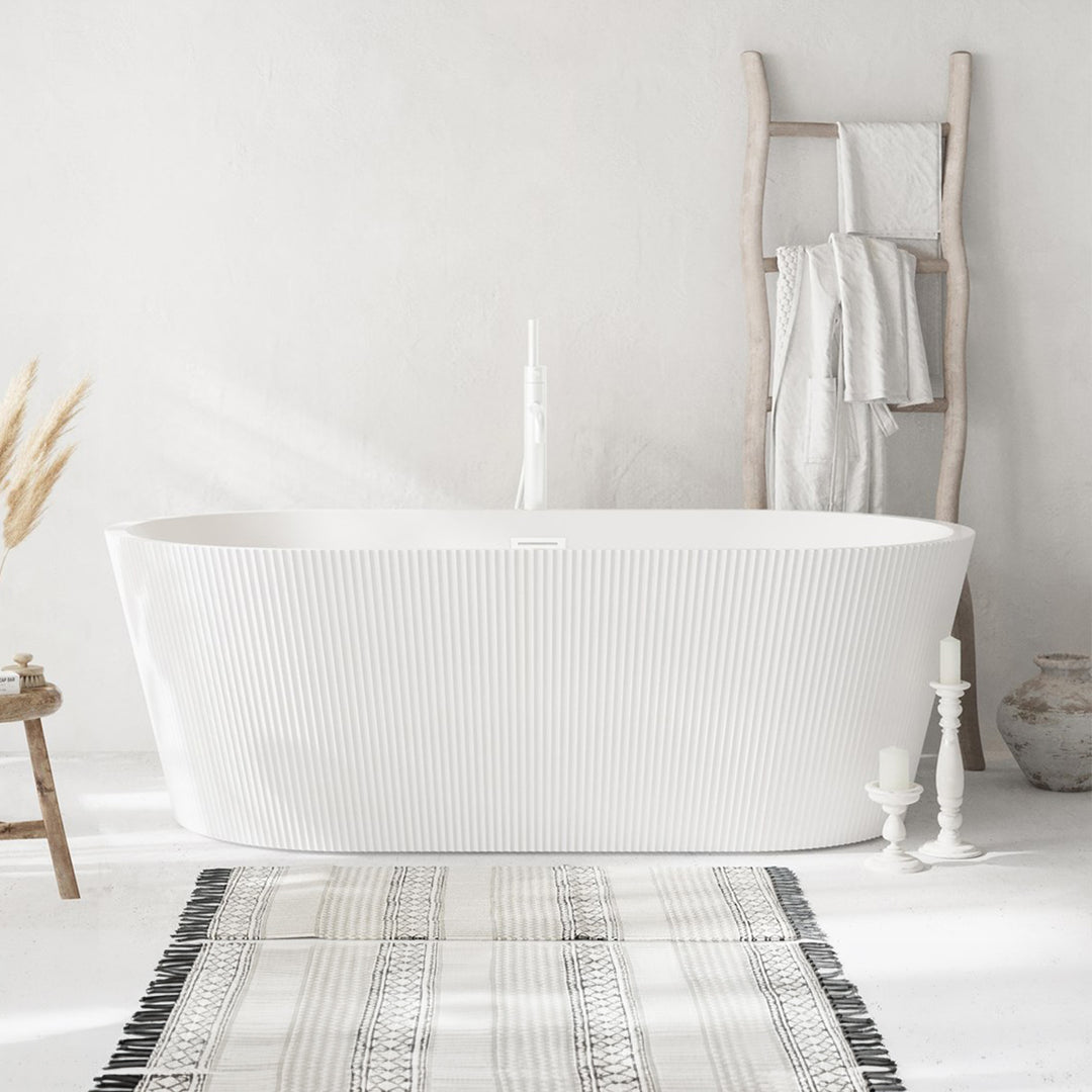 67 Inch Bathtub In Glossy White With Polished White Trim Glossy White Finish - KITCHEN & BATH by Joshua Marshal