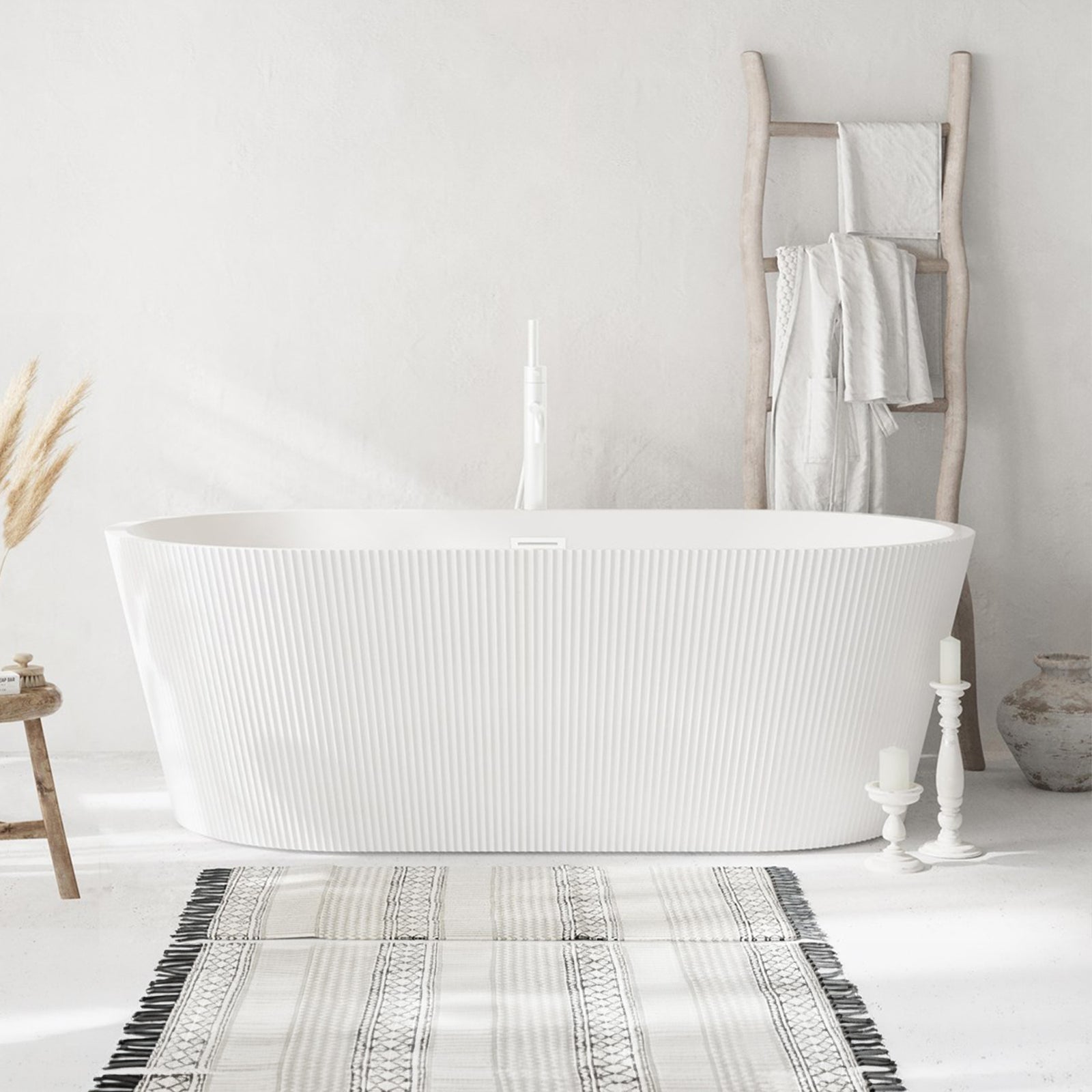 67 Inch Bathtub In Glossy White With Polished White Trim Glossy White Finish - KITCHEN & BATH by Joshua Marshal