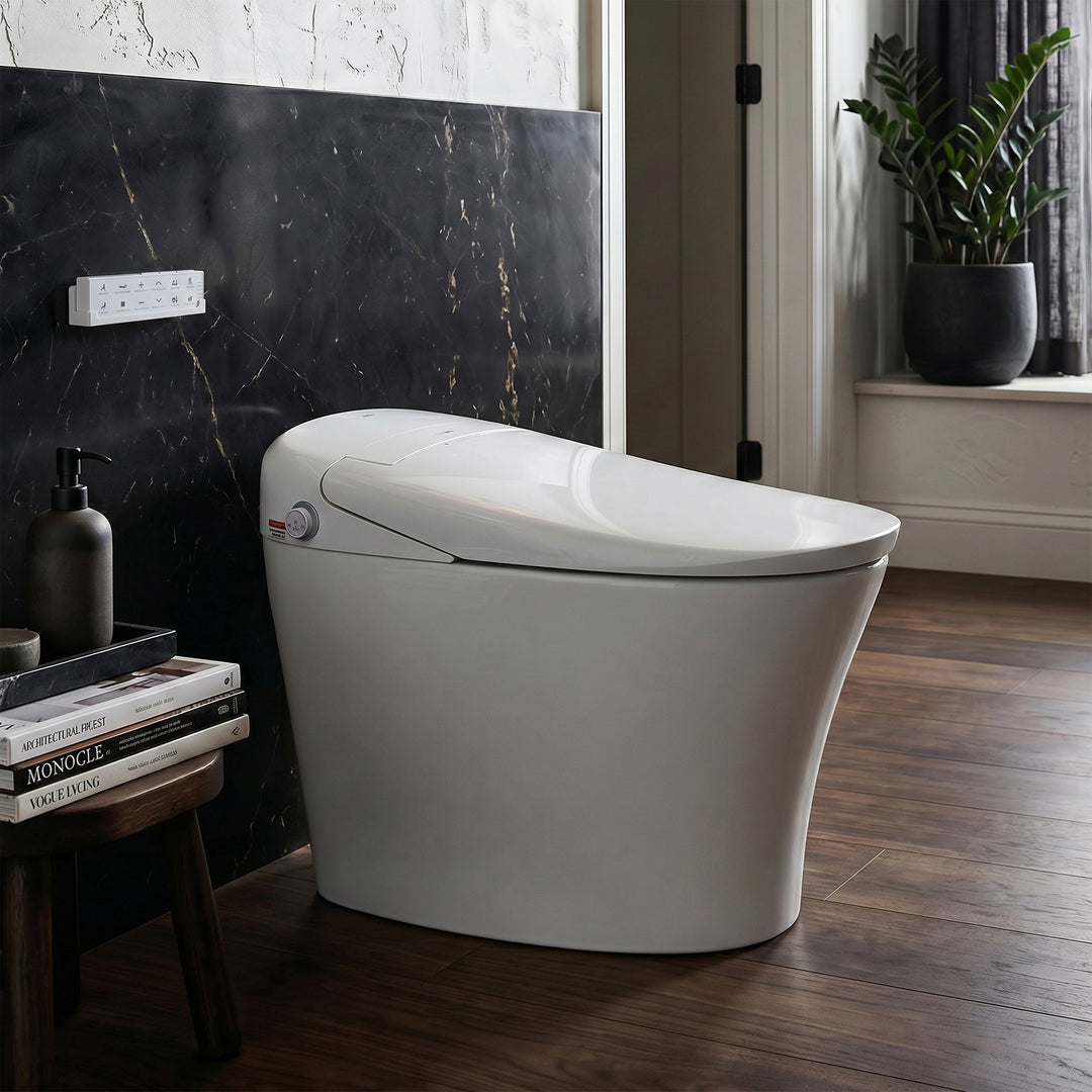 Smart Round Bidet Toilet In Glossy White Glossy White Finish - KITCHEN & BATH by Joshua Marshal
