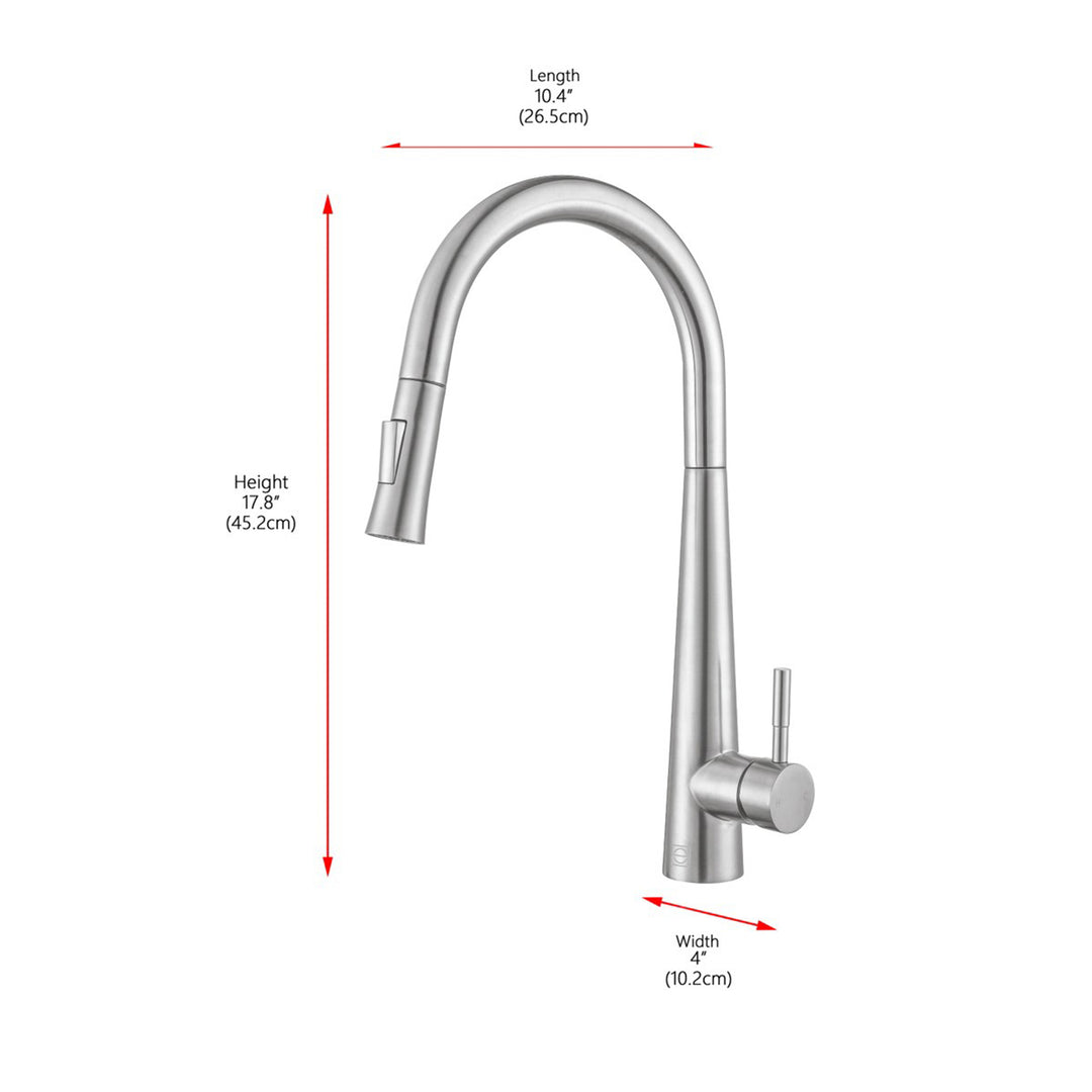 Single Handle Pull Down Sprayer Kitchen Faucet In Brushed Nickel - View 4 - Joshua Marshal
