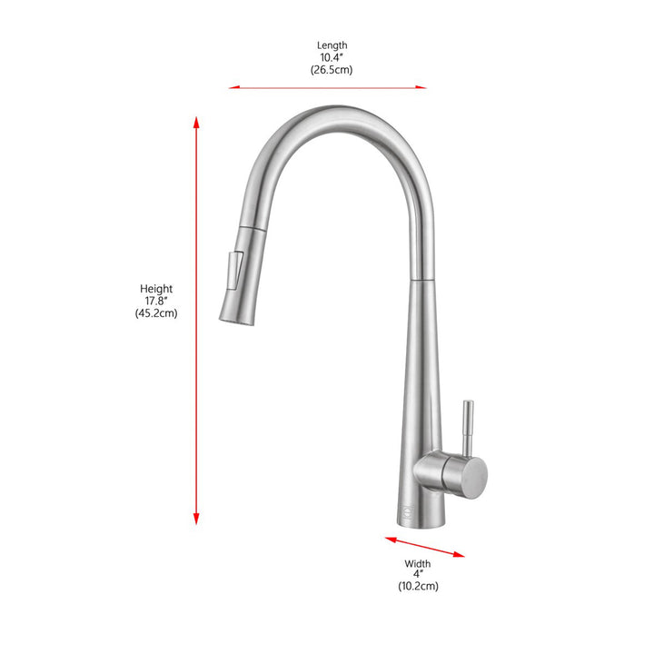 Single Handle Pull Down Sprayer Kitchen Faucet In Brushed Nickel - View 4 - Joshua Marshal
