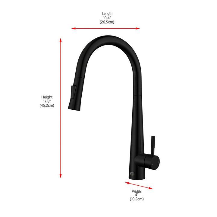 Single Handle Pull Down Sprayer Kitchen Faucet In Matte Black - View 6 - Joshua Marshal