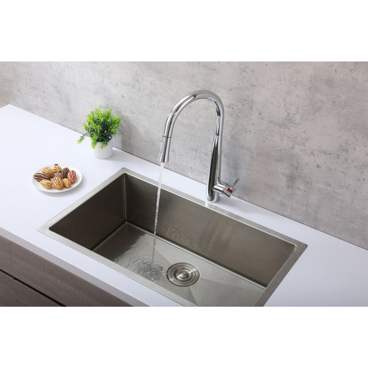 Single Handle Pull Down Sprayer Kitchen Faucet In Chrome - View 2 - Joshua Marshal