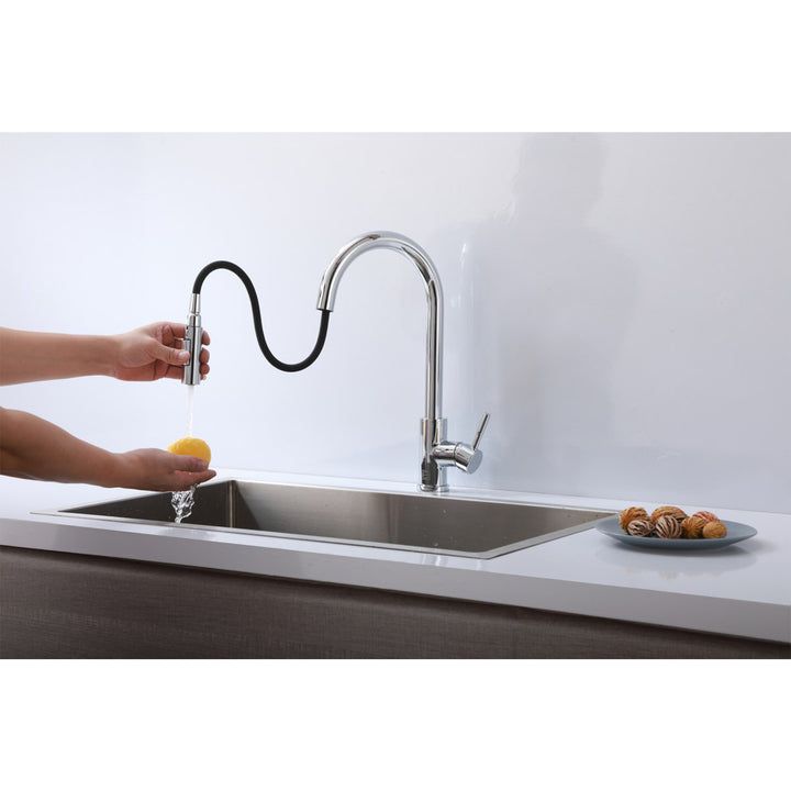 Single Handle Pull Down Sprayer Kitchen Faucet In Chrome - View 2 - Joshua Marshal