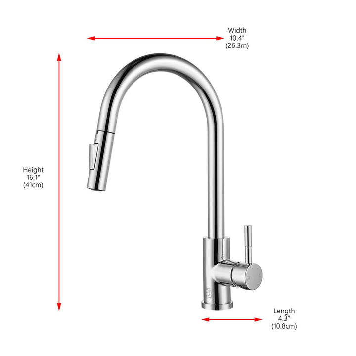 Single Handle Pull Down Sprayer Kitchen Faucet In Chrome - View 4 - Joshua Marshal