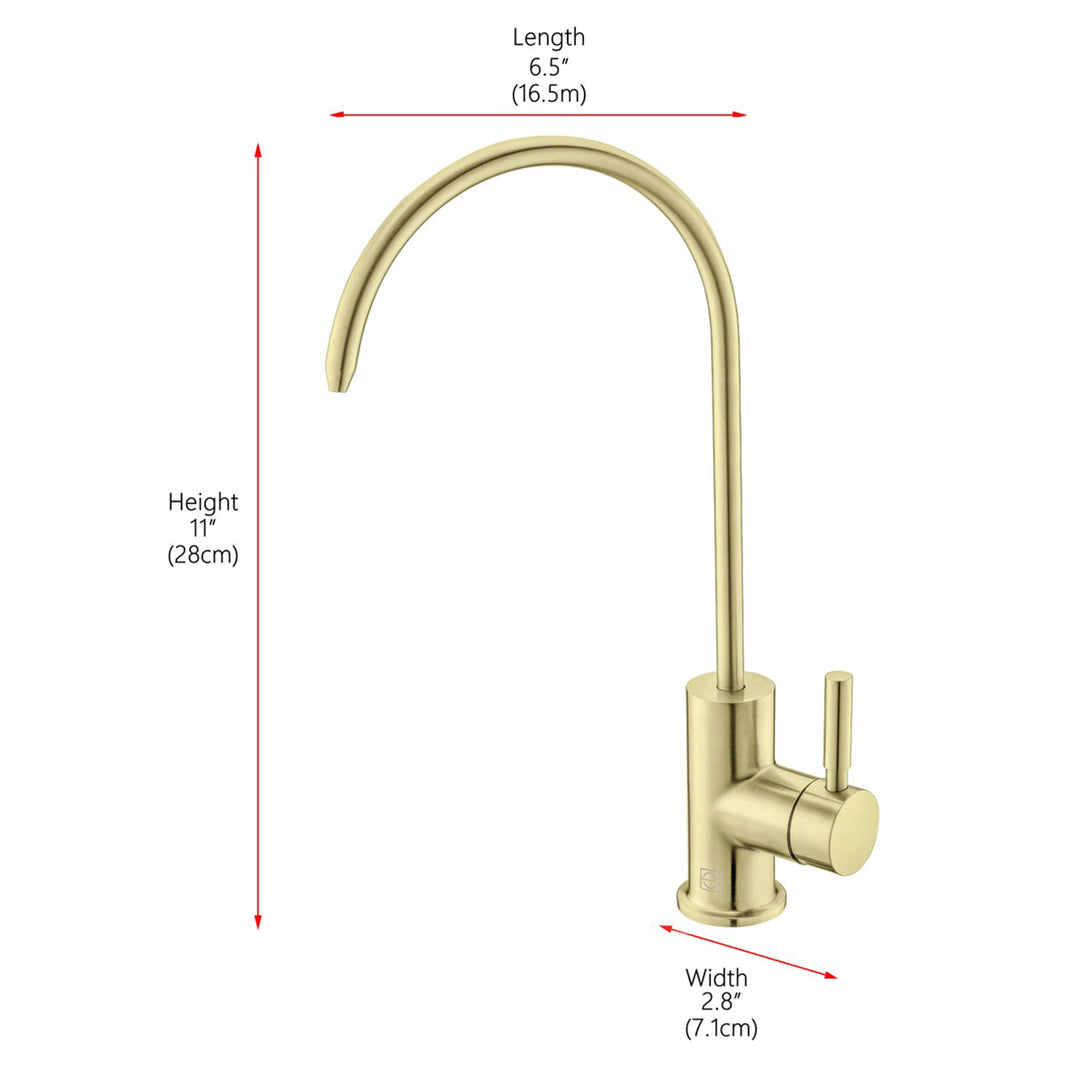Single Handle Cold Water Dispenser In Brushed Gold - View 4 - Joshua Marshal