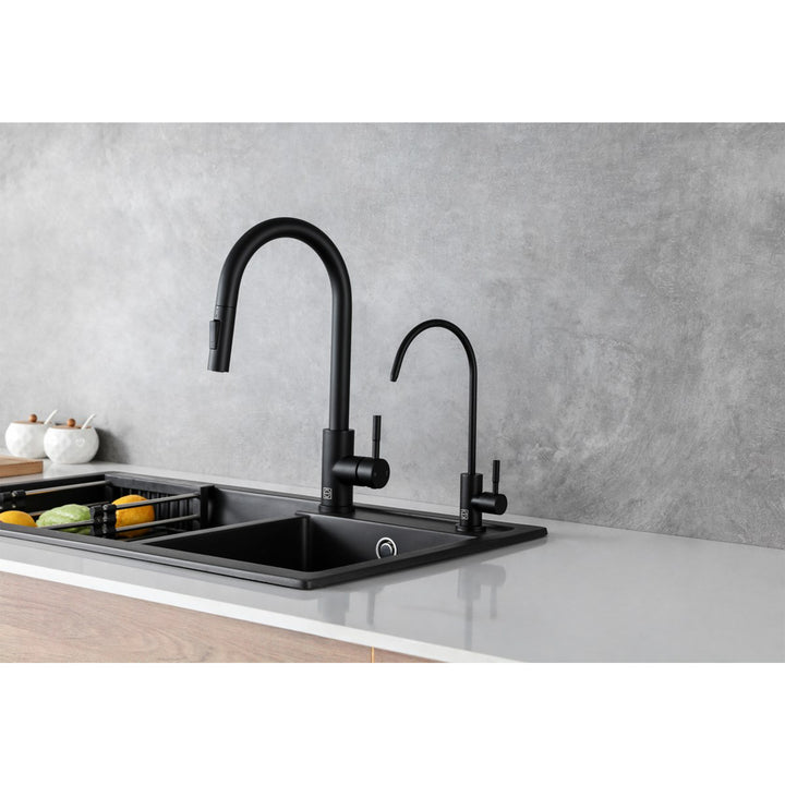 Single Handle Cold Water Dispenser In Matte Black - View 2 - Joshua Marshal