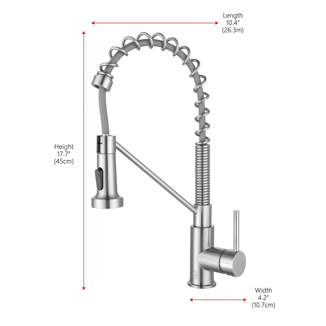 Single Handle Pull Down Sprayer Kitchen Faucet In Brushed Nickel - View 5 - Joshua Marshal