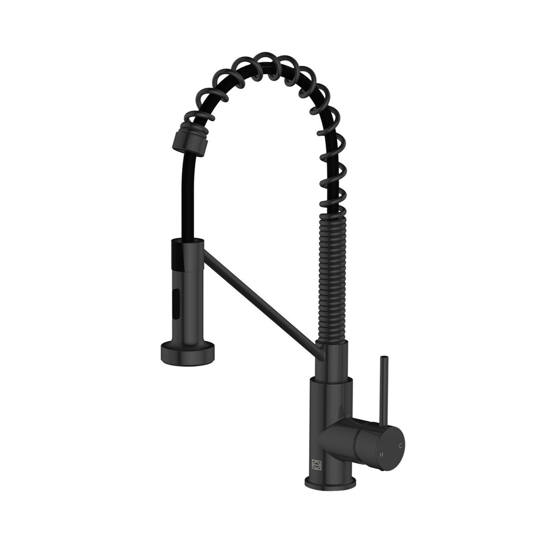 Single Handle Pull Down Sprayer Kitchen Faucet In Matte Black - View 3 - Joshua Marshal