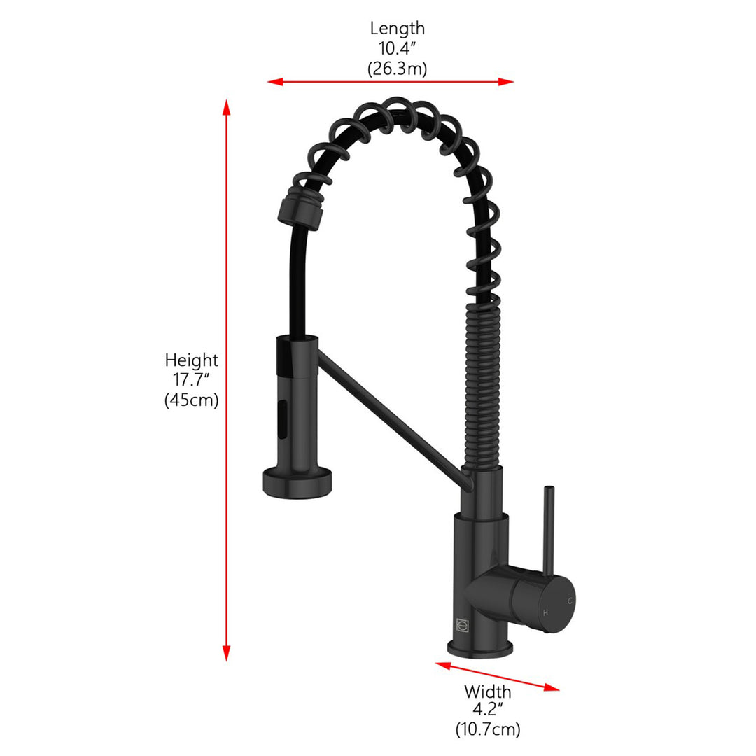 Single Handle Pull Down Sprayer Kitchen Faucet In Matte Black - View 4 - Joshua Marshal